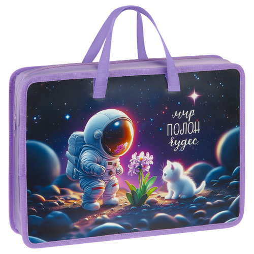 Папка с ручками А4 "A Wonderful World", пластик, на молнии, 70мм, ArtSpace