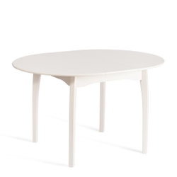 Стол DIAMANTE круглый бук, мдф, шпон дуба, 100 х 100+30 х 75 см, Ivory white