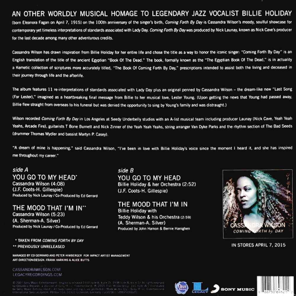 Cassandra Wilson, Billie Holiday / You Go To My Head, The Mood That I'm In (10" Vinyl Single)
