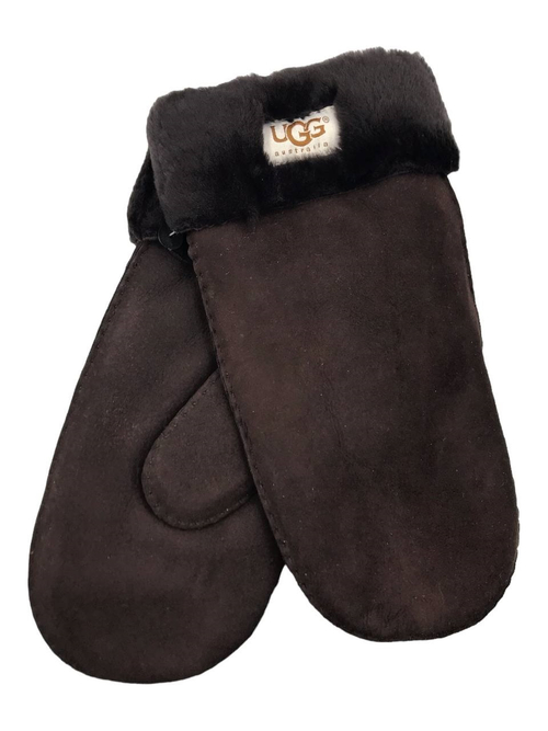 Мужские Варежки Меховые Ugg Шоколадные Замшевые (09)