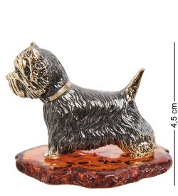 AM-1933 Фигурка «Вест-хайлен-уайт терьер» (латунь, янтарь)