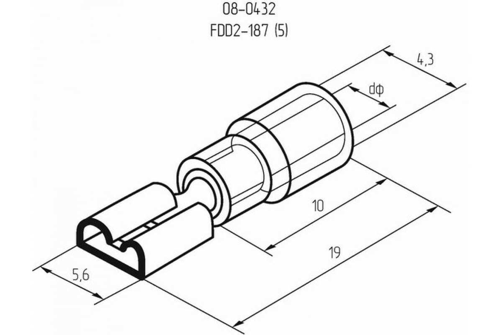 Клемма REXANT плоская изолированная гнездо 5.6 мм 1.5-2.5 кв.мм /РПИм 2-5, 100 шт 08-0432