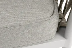 "Касабланка" диван модульный плетеный из роупа, каркас алюминий, роуп серо-коричневый 23мм, ткань бежевая 15052