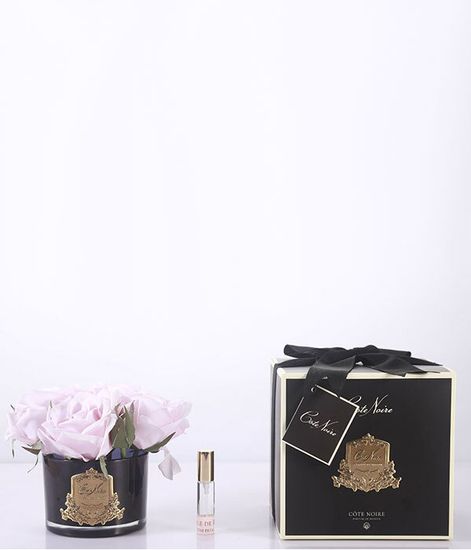 Букет из 5 розовых роз в черной вазе, Cote Noire