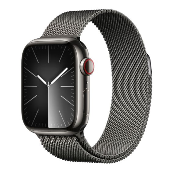 Часы Apple Watch Series 9 GPS + Cellular 41 мм, корпус нержавеющая сталь «серый космос», миланский сетчатый браслет «серый космос»