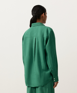 Oysho Рубашка свободного кроя из 100%-го льна, изумрудный