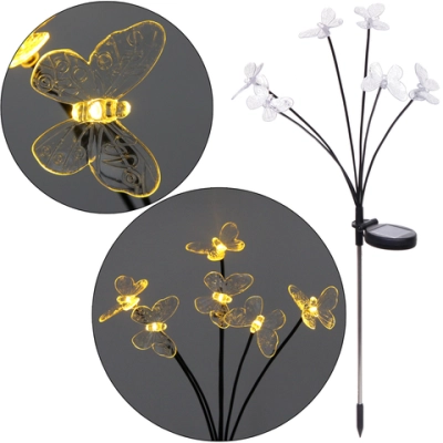 Светильник на солн.батарее «Бабочки» 70*6 см, 6 шт, Теплый белый