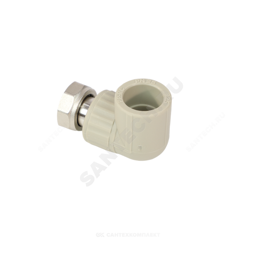 Угольник PP-R комбинированный серый Дн 20х3/4" с накидной гайкой VALFEX 10138120Г