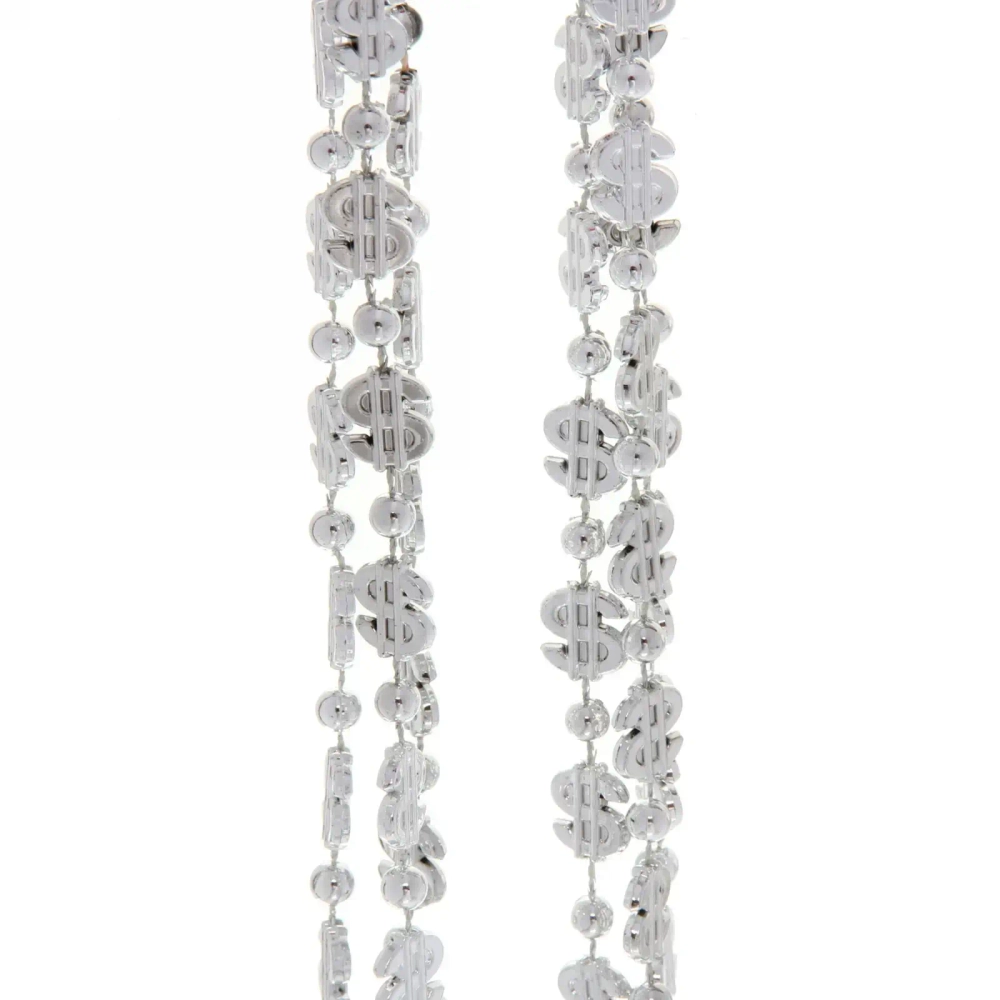 Бусы на ёлку 1,5м «Доллары» 1,2см, Серебро