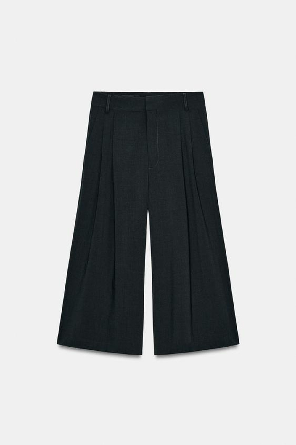 ZARA ШИРОКИЕ ШОРТЫ СО СКЛАДКАМИ, АНТРАЦИТОВО-СЕРЫЙ