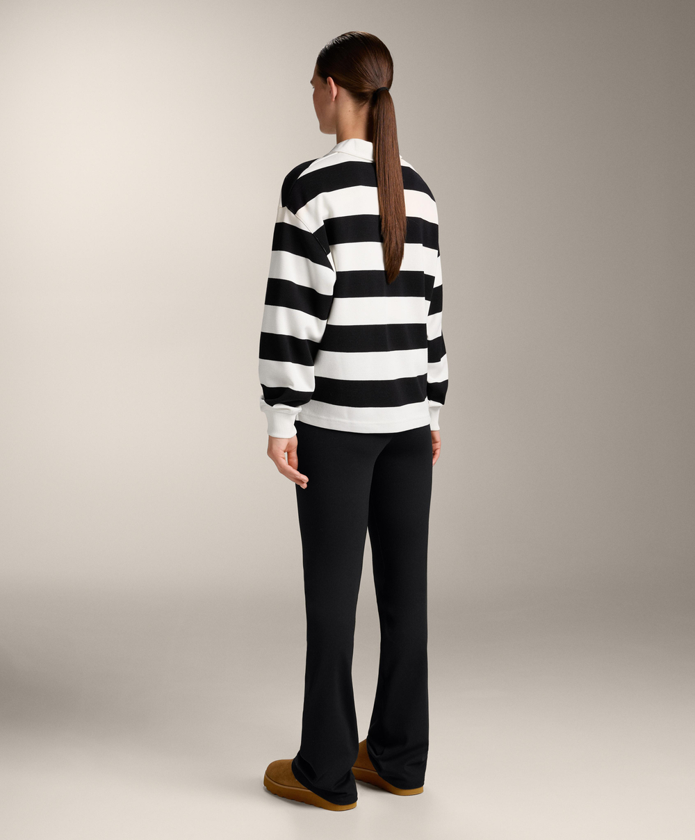 Oysho Поло в полоску из пике с хлопком, черный