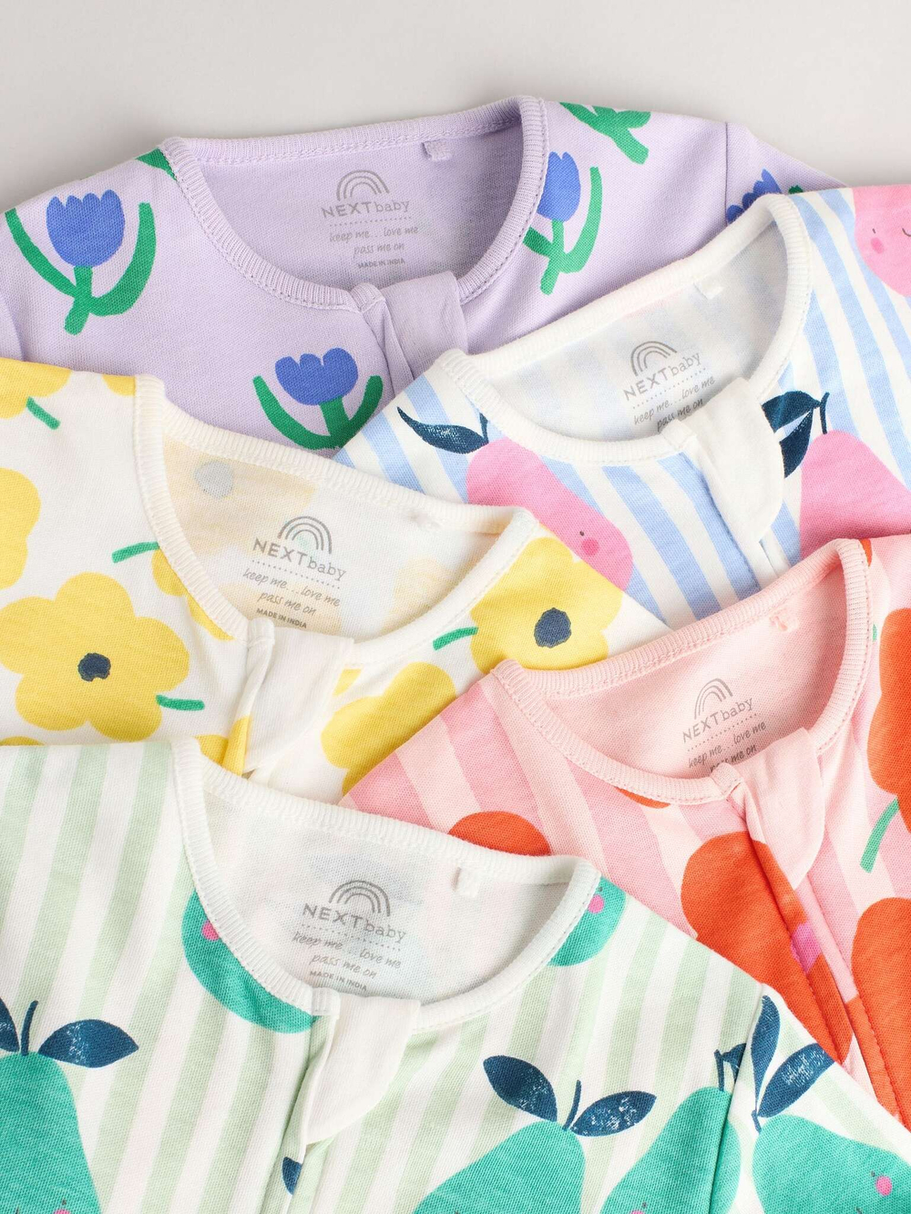 Комбинезон / Cлип для малышей Next E18-352, 5 шт., Зеленый, Красный, Желтый, Голубой, Светло-фиолетовый