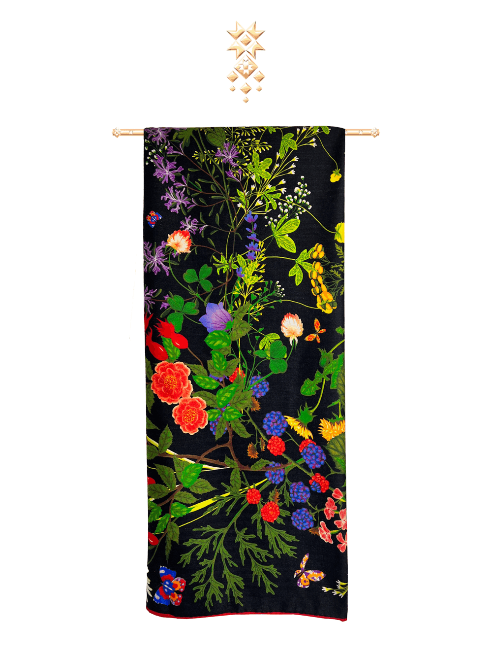 Шаль «Русский полевой букет», 100% шерсть