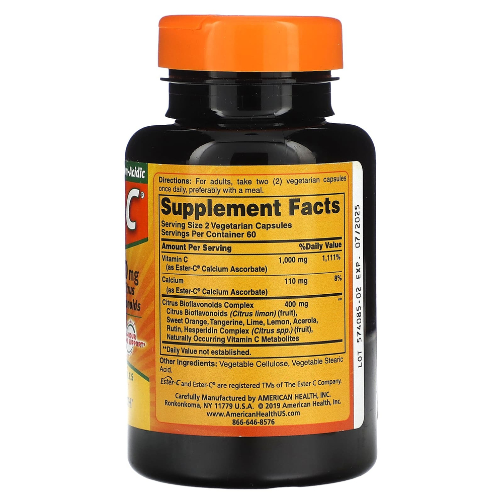 American Health, Ester-C с цитрусовыми биофлавоноидами, 120 вегетарианских капсул