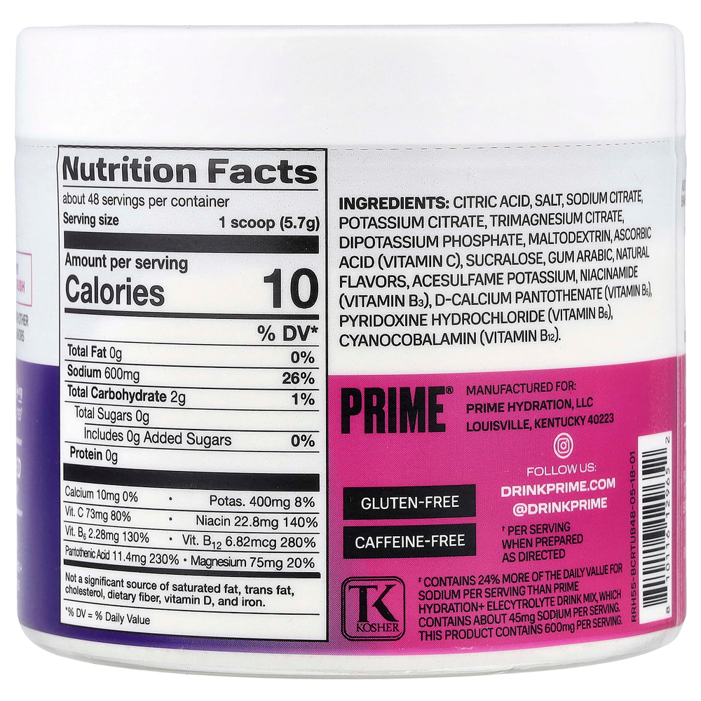 Prime Hydration, Rapid ReHydration, смесь для приготовления электролитического напитка, со вкусом ягод и цитрусовых, 277,4 г (9,7 унции)