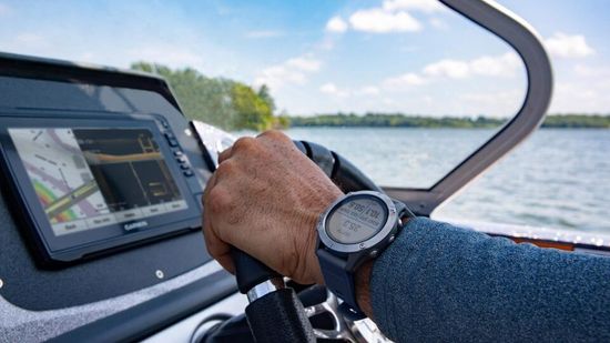 Спортивные смарт часы Garmin Quatix 6 с синим ремешком 010-02158-91