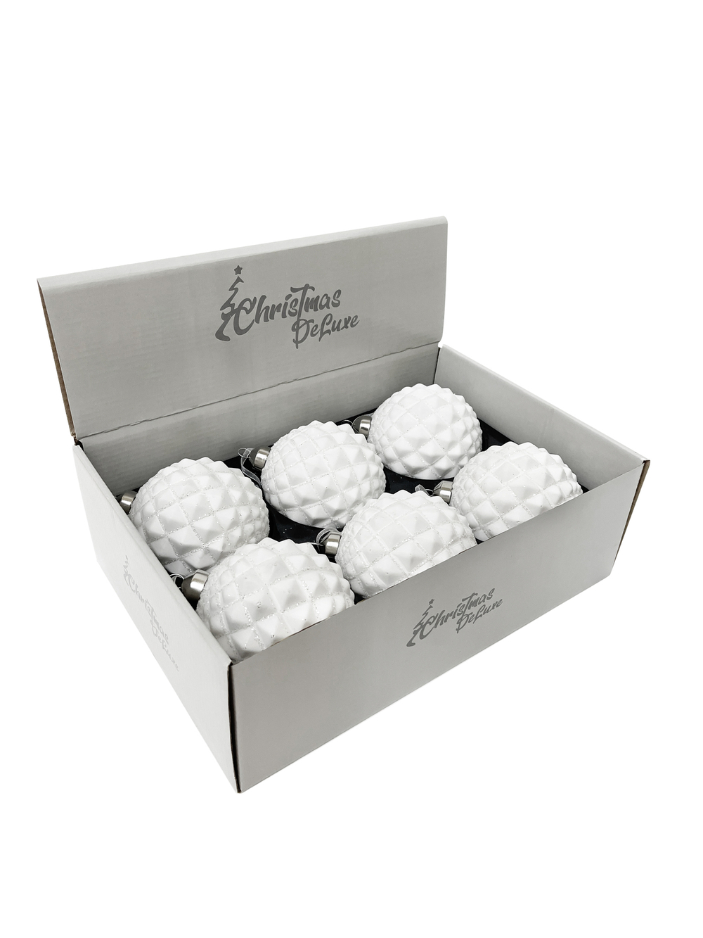 Набор шаров 10см 6шт ChristmasDeLuxe белый с блеском
