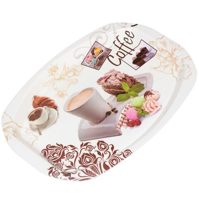 Поднос пластик, 40.5х28 см, в асс, Кофе с корицей/Микс, Y4-2659