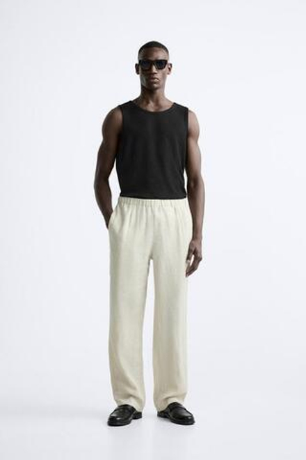 ZARA ФУТБОЛКА ИЗ РЕЛЬЕФНОЙ ТКАНИ БЕЗ РУКАВОВ, ЧЕРНЫЙ