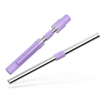 Соломинка из нержавеющей стали jumbo в футляре, сиреневая