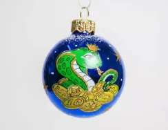 С29/3 Стеклянный шар Змея 60 мм., синий, Ёлочка