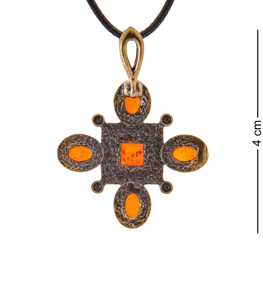 AM-3349 Подвеска «Готика Квадро» (латунь, янтарь)