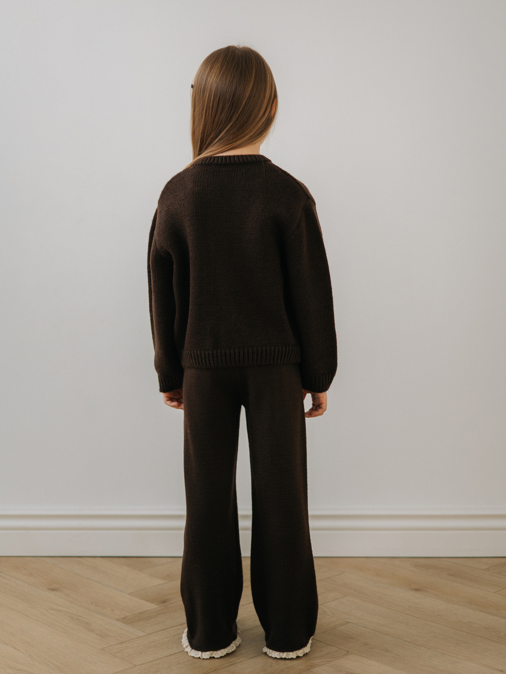 Брюки вязаные с рюшкой, Шоколад