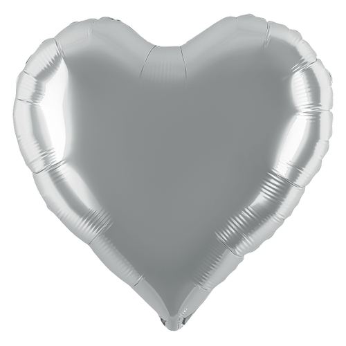 Сердце 32" Серебро, Металлик