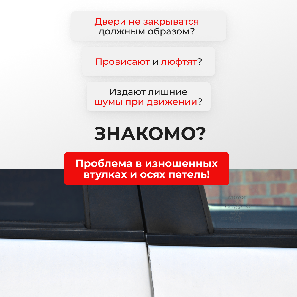 Ремкомплект (втулки) петель дверей Chevrolet AVEO (I) T200; Т250 (4 петли, RPD1-4) 2003-2013