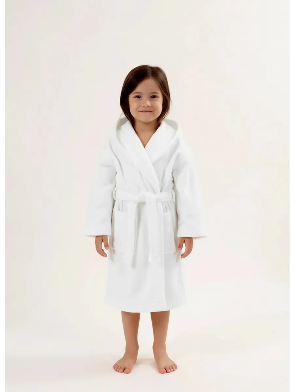 Халат детский махровый "Элит" с капюшоном, цвет: 024-Белый