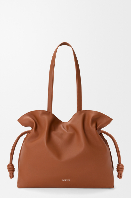 Loewe Большая сумка-клатч Flamenco из телячьей кожи наппа, коричневый