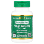 California Gold Nutrition, EuroHerbs ™, экстракт женьшеня обыкновенного, качество Euromed, 250 мг, 60 растительных капсул