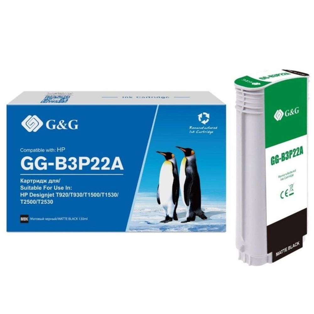 Картридж G&amp;G аналог HP 727 (B3P22A) для DJ T920/T1500/T2500/T930/T1530/T2530, черный матовый (130мл)