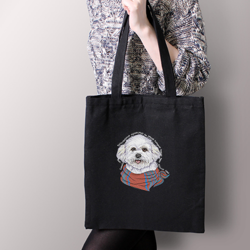 Тканевая сумка "Бишон любит тебя больше себя"