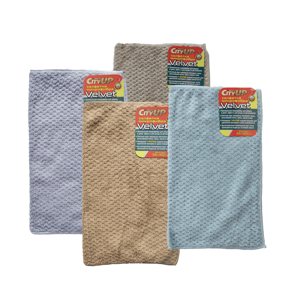 Салфетка микрофибра "City UP-166"Velvet (6шт) 35х40см