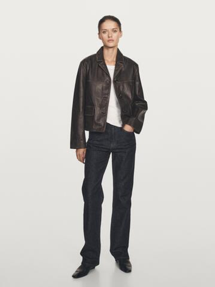 Massimo Dutti Джинсы прямого кроя с высокой талией, темно-синий