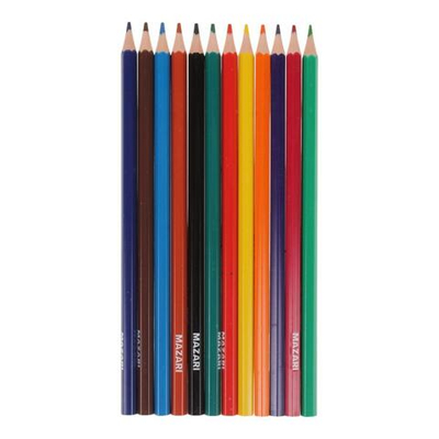 Карандаши 12цв. "Авто" d грифеля=2,65мм. пласт. шестигран. коробка (Mazari)