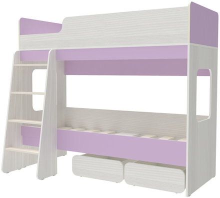 Двухъярусная кровать КарИВи Л-38 Белое Дерево Ирис