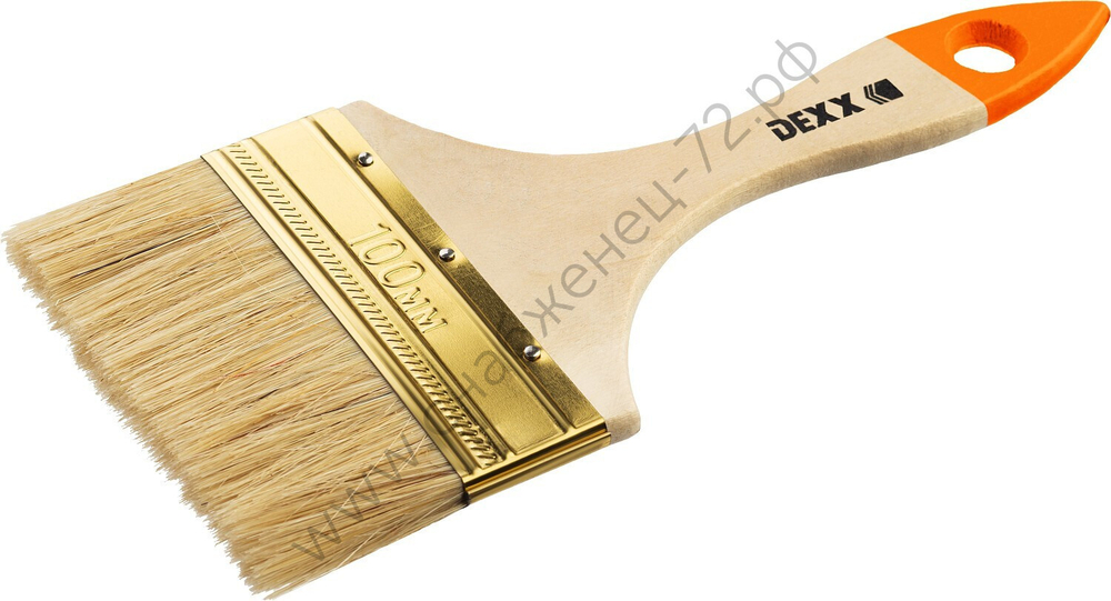 DEXX 100 мм, 4″ натуральная щетина, деревянная ручка, флейцевая, Плоская кисть (0100-100)