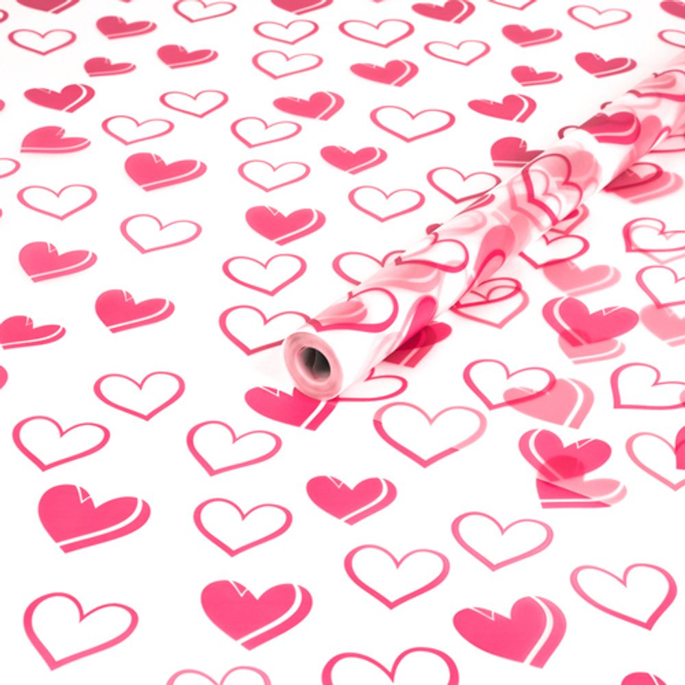 Пленка матовая "Сердечки №1" 70см*200гр КРАСНЫЙ