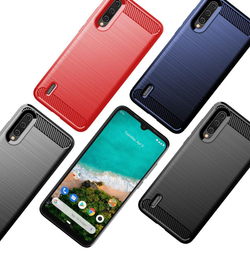 Чехол для Xiaomi Mi A3 (CC9E) цвет Blue (синий), серия Carbon от Caseport