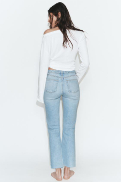 ZARA ДЖИНСЫ TRF CROPPED FLARE С ВЫСОКОЙ ПОСАДКОЙ, ГОЛУБОЙ