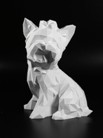 Статуэтка собаки породы Йорк (York dog) полигональная 26 см., 3D печать, белый