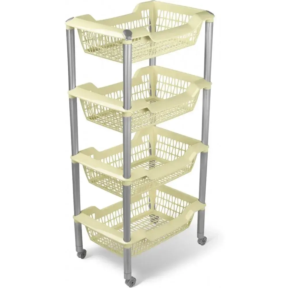 Этажерка универсальная Джета 4 корзины на колесиках слоновая кость С736С (комплект 4 шт)