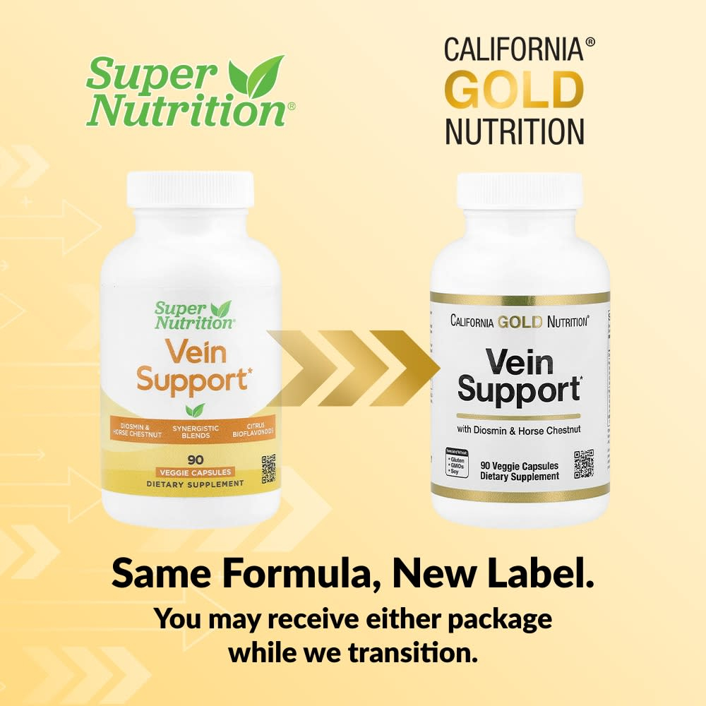 California Gold Nutrition, добавка для поддержки вен с диосмином, иглицей колючей, конским каштаном, биофлавоноидами и ферментами, 90 растительных капсул
