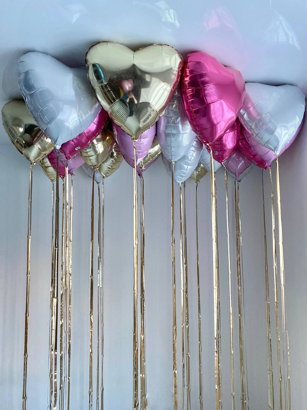 Воздушные сердца под потолок шампань/золото №4735