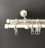 Карниз кованый "Заглушка Ост" d16 мм трехрядный со второй направляющей, цвет белый