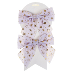 Бант на ёлку "Звездопад" 15*15см. (набор 2 шт.) Белый/золото (Серпантин)