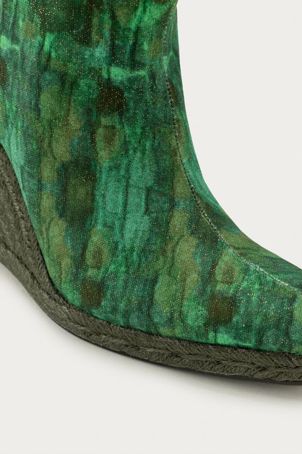 ZARA X MARISA BERENSON САПОГИ НА ТАНКЕТКЕ С ПРИНТОМ, ЗЕЛЕНЫЙ