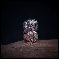 Темлячная бусина "Ворон Одина" биметалл (бронза Шлем Ужаса)